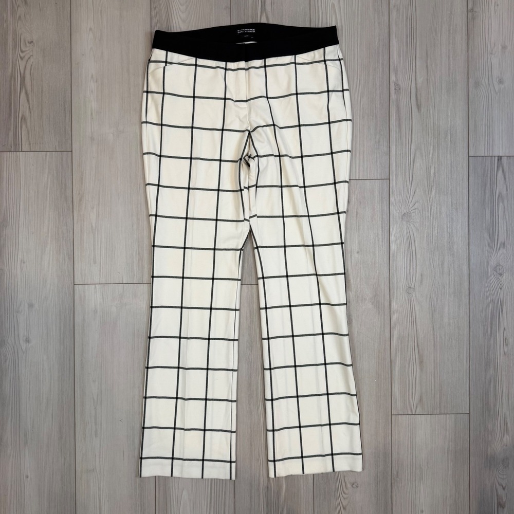 Express The Editor Windowpane Plaid Dress Pants Black White Bootcut Size 12R